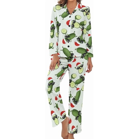 Top-kevin Womens Pajamas Set Cute Hippo Party Pattern Soft Long Sleeve Sleepwear Button Down Sets
