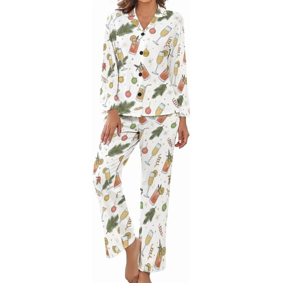 Top-kevin Womens Pajamas Set Hearts Leopard Lips Pattern Soft Long Sleeve Sleepwear Button Down Sets