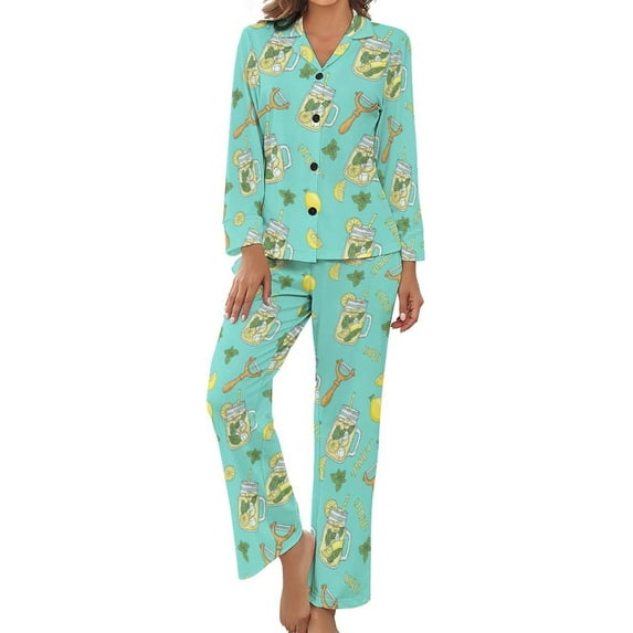 Top-kevin Womens Pajamas Set Hearts Leopard Lips Pattern Soft Long Sleeve Sleepwear Button Down Sets