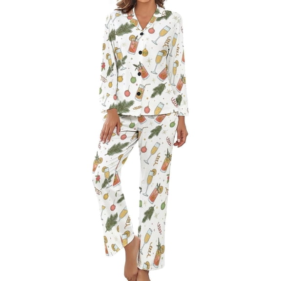 Top-kevin Womens Pajamas Set Hearts Leopard Lips Pattern Soft Long Sleeve Sleepwear Button Down Sets