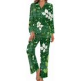 thumbnail image 1 of Top-kevin Womens Pajamas Set Stars Leaves Pattern Soft Long Sleeve Sleepwear Button Down Sets, 1 of 12