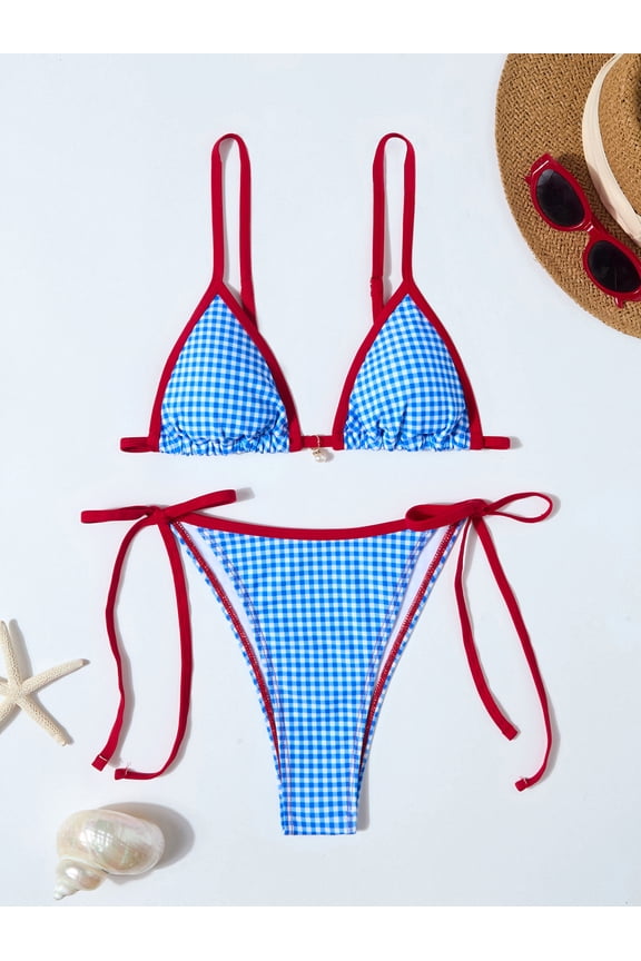 Womens Sexy 2 Piece Bikini Sets Cheeky High Cut Bathing Suit Color Block Textured Swimsuits 2026