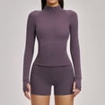 thumbnail image 1 of Top-kevin Womens Workout Sets Two Piece Long Sleeve Jacket Matching High Waist Shorts Sets Fall Winter Gym Work Out Clothes, 1 of 16