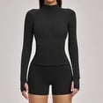thumbnail image 1 of Top-kevin Womens Workout Sets Two Piece Long Sleeve Jacket Matching High Waist Shorts Sets Fall Winter Gym Work Out Clothes, 1 of 16