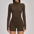 thumbnail image 1 of Top-kevin Womens Workout Sets Two Piece Long Sleeve Jacket Matching High Waist Shorts Sets Fall Winter Gym Work Out Clothes, 1 of 16