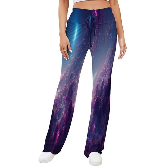 Top-kevin Womens Yoga Pants Abstract Nebula Galaxy Flare Loose Comfy Lounge Trouser Bootcut Leggings Drawstring