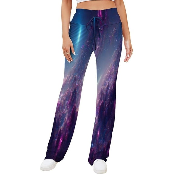Top-kevin Womens Yoga Pants Abstract Nebula Galaxy Flare Loose Comfy Lounge Trouser Bootcut Leggings Drawstring