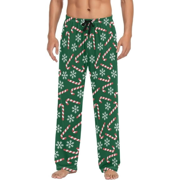 Top-kevin Xmas Candy Canes Pajama Pants for Men PJs Bottoms Sleep Lounge Pants with Pockets