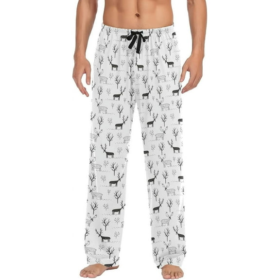 Top-kevin Xmas Moose Pajama Pants for Men PJs Bottoms Sleep Lounge Pants with Pockets