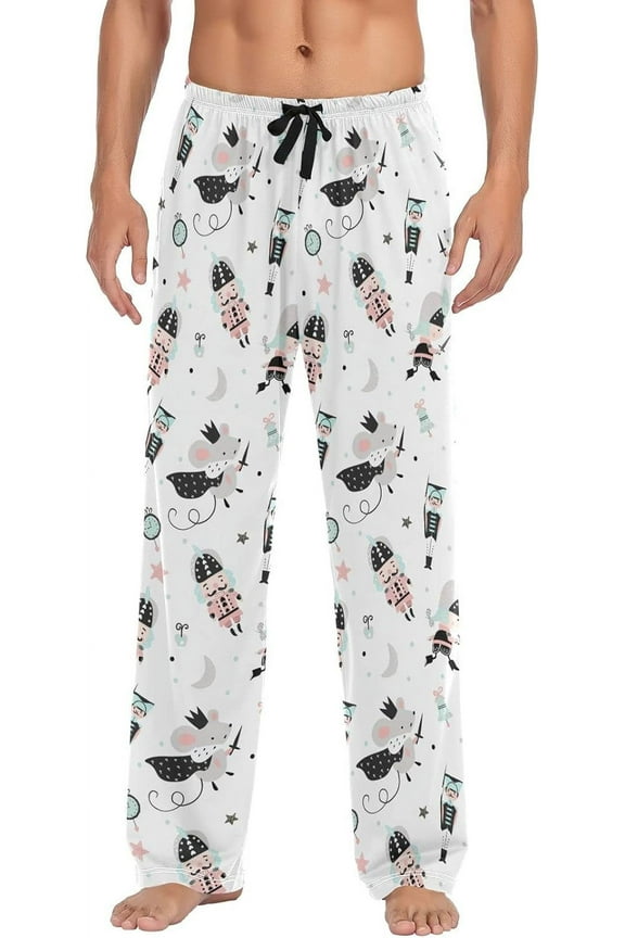 Xmas Nutcracker Mouse Men's Pajama Pants Sleepwear Pajama Pant with Pockets Lounge Pajama Bottoms for Men