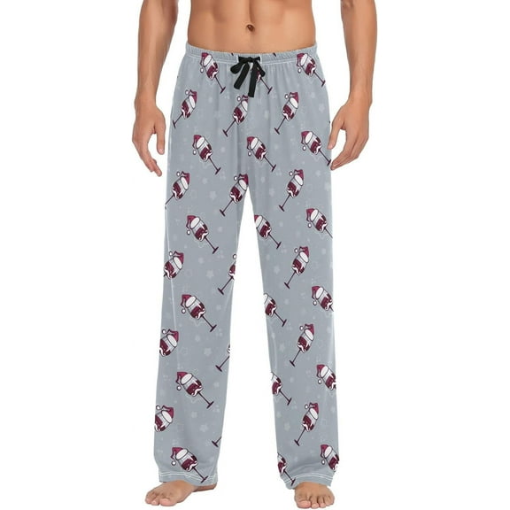 Top-kevin Xmas Wine Pajama Pants for Men PJs Bottoms Sleep Lounge Pants with Pockets