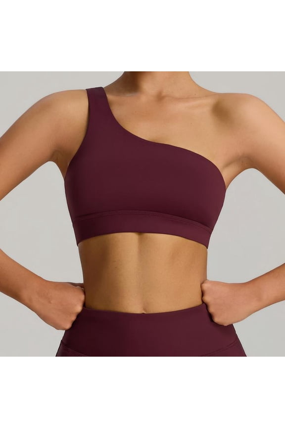 YOGA Butterluxe Womens One Shoulder Sports Bra - Sleeveless One Strap Low Impact Asymmetrical Workout Yoga Tops full chest sports bra