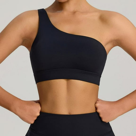 Top-kevin YOGA Butterluxe Womens One Shoulder Sports Bra - Sleeveless One Strap Low Impact Asymmetrical Workout Yoga Tops full  chest  sports  bra