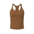 thumbnail image 1 of Top-kevin YOGA Seamless Ribbed Womens Tank Top Racerback Camisoles with Built in Bra Padded Scoop Neck Athletic Workout Slim Cami Breathable Elastic Yoga Sports Bra, 1 of 7