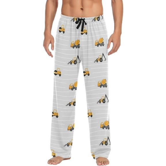 Top-kevin Yellow Heavy Construction Machines Pajama Pants for Men Men's Pajama Pants Mens Pajama Bottoms with Drawstring S