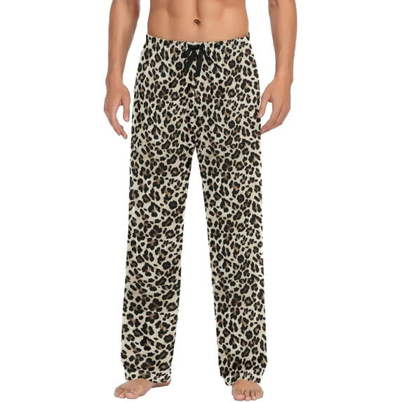 Top-kevin Yellow Leopard Animal Cheetah Pattern Pajama Pants Men's Lounge Pants Straight-Fit Men Pajama Bottoms