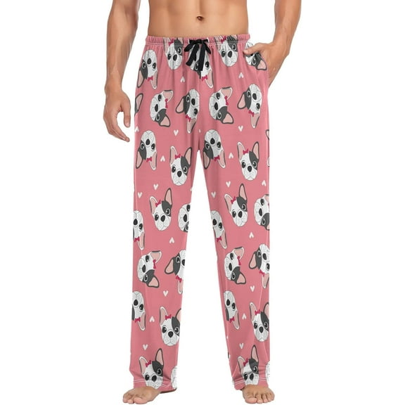 Top-kevin dog Heart Pajama Pants Men's Pajama Bottoms Lounge Sleepwear PJs Casual Sleep Pants S