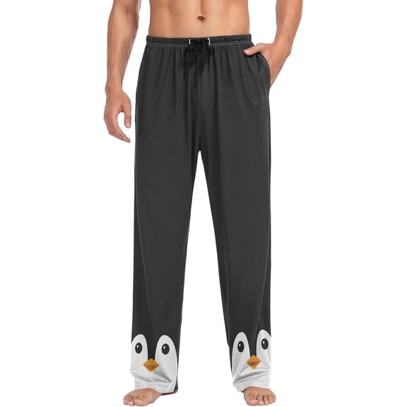 Top-kevin penguin Face Pajama Pants Men's Pajama Bottoms Lounge Sleepwear PJs Casual Sleep Pants S