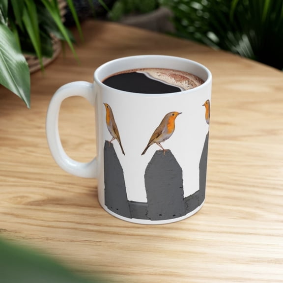 Top of Fence Robin Bird Mug, oz, Coffee lovers, Bird Lover, Nature Lover, Bird Nerd, Cottagre Dcor, Gift Mom.