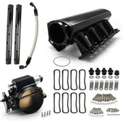 Top10 Racing 102MM Intake Manifold Sheet Metal Fabricated EFI with Fuel Rails and Throttle Body & Throttle Position Sensors TPS IAC Compatible with Chevrolet GMC Pontiac LS LS1 LS2 LS6 Black
