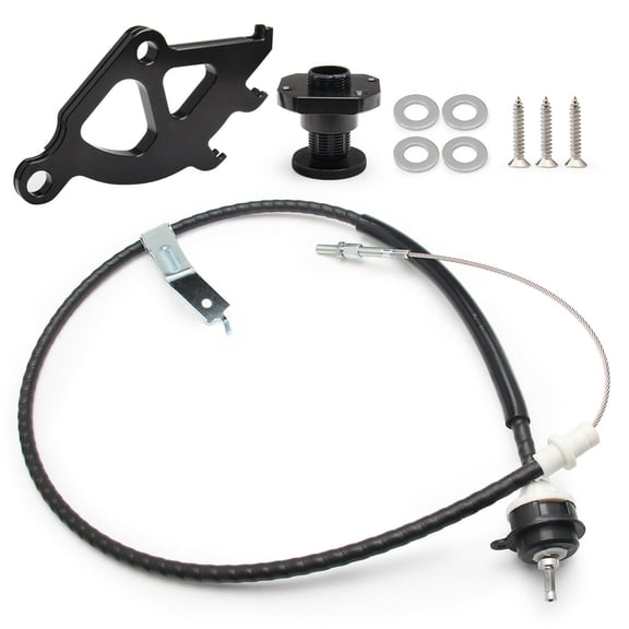 Top10 Racing For 1979-1995 Mustang Adjustable Clutch Cable Quadrant and Firewall Adjuster Kit (Black)