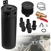 Top10 Racing Universal 2 Port Aluminum 750ml Baffled Oil Catch Can Reservoir Tank with Breather Filter and Drain