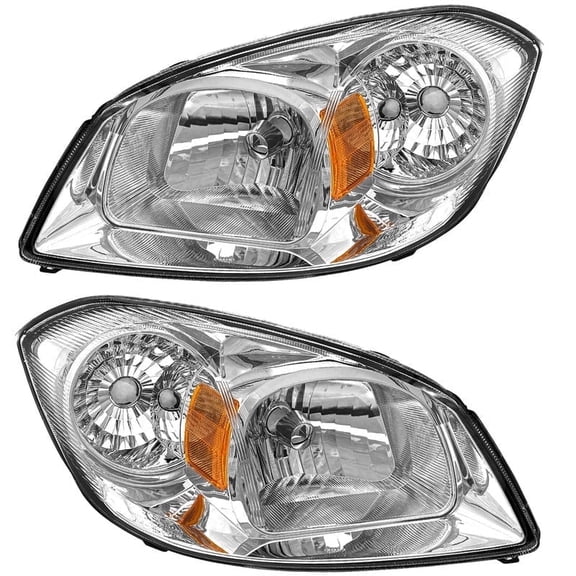 TopAutoGear for 2005 2006 2007 2008 2009 2010 Chevy Cobalt Headlights assembly Chrome Housing Clear Lens with Amber Reflector Headlight Replacement Driver and Passenger Side