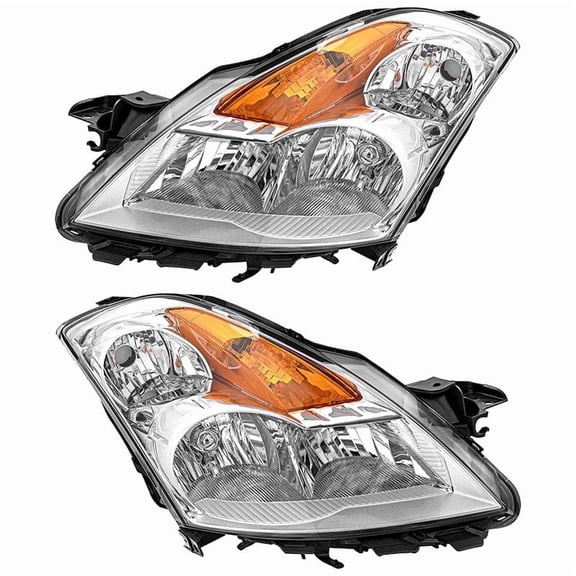 TopAutoGear for 2007 2008 2009 Nissan Altima 4Dr Sedan Headlights assembly Chrome Housing Clear Lens with Amber Reflector Headlight Replacement Driver and Passenger Side