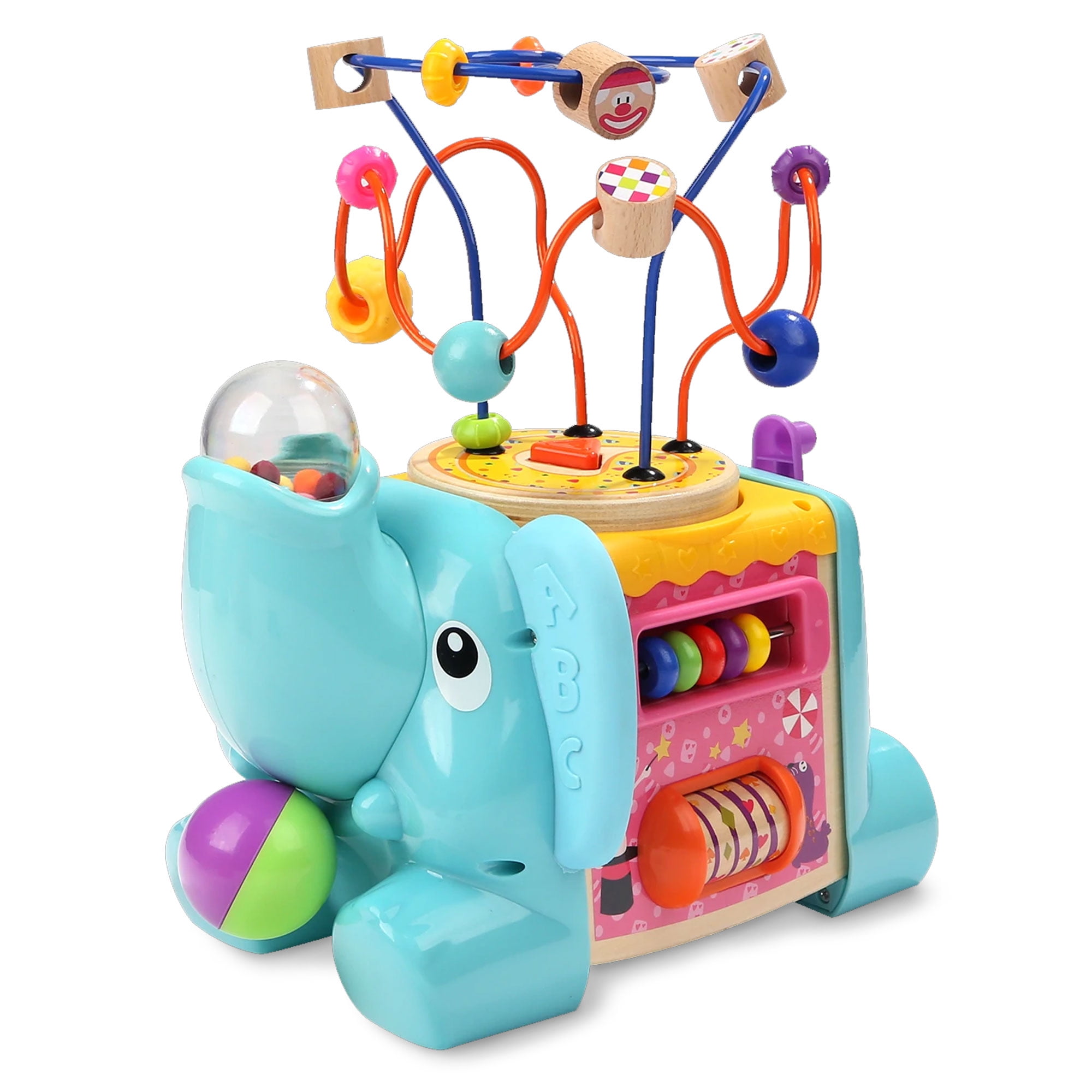 TopBright 5 in 1 Elephant Activity Cube w Bead Maze and Games for Toddlers