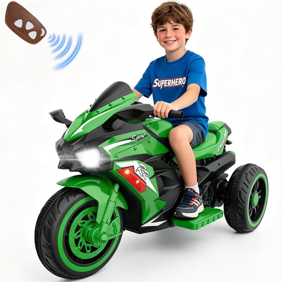 TopComfy 12V Mini Ride On Motorcycle with Training Wheels, Battery Powered Electric Motorbike with LED Lights and Music Compact Outdoor Ride Experience for Beginner Riders