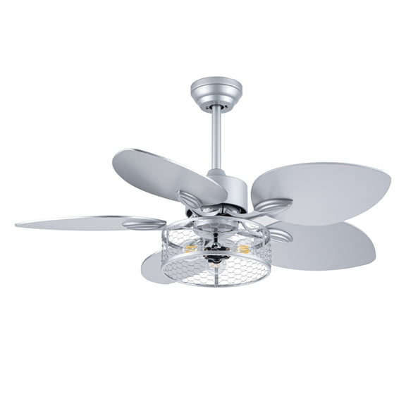 TopComfy 42-Inch Indoor Ceiling Fan With Light Remote Control Noiseless Reversible Motor 6 Speed For Patio Living Room Bedroom Office Indoor Silver