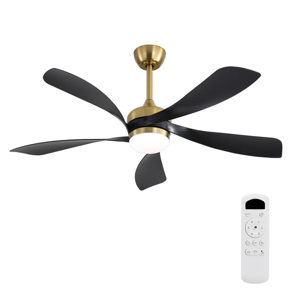 TopComfy 52-Inch Ceiling Fan with Light Remote Control Dimmable Lighting Silent DC Motor Ideal Decoration and Cooling for Bedroom Living Room Golden Matte Black