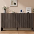 thumbnail image 1 of TopComfy 55" Sideboard Buffet Cabinet with 4 Doors, Coffee Bar Storage Cabinet with Adjustable Shelves Curved Edge MDF Display Cabinet for Kitchen Dining Room, Dark Walnut, 1 of 8