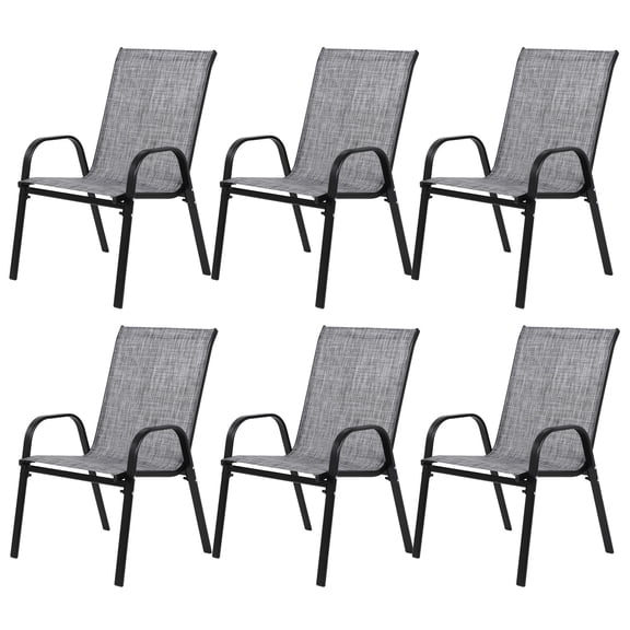 TopComfy 6 Piece Outdoor Patio Chairs Set with Breathable Fabric High Backrest and Armrests for Comfortable Seating for Garden Pool Beach and Camping, Gray