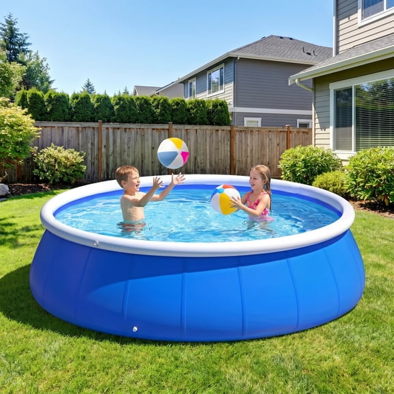 TopComfy Foldable Non-Inflatable Swimming Pool, Portable PVC Kids and Adults Pool, Dog Pool for Outdoor Backyard Garden, Above Ground Pool, 96" x 96"