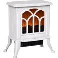 thumbnail image 1 of TopComfy Electric Fireplace Stove Heater with Realistic Log Set Flame Effect Freestanding Design Adjustable Heat Settings for Living Room Bedroom, White, 1 of 6