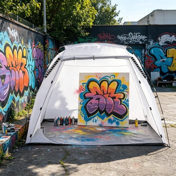 TopComfy Portable Spray Paint Tent Pop Up Paint Booth Shelter with Ventilation Design Foldable Enclosure for Furniture Refinishing Airbrushing Craft Projects and DIY Painting, White