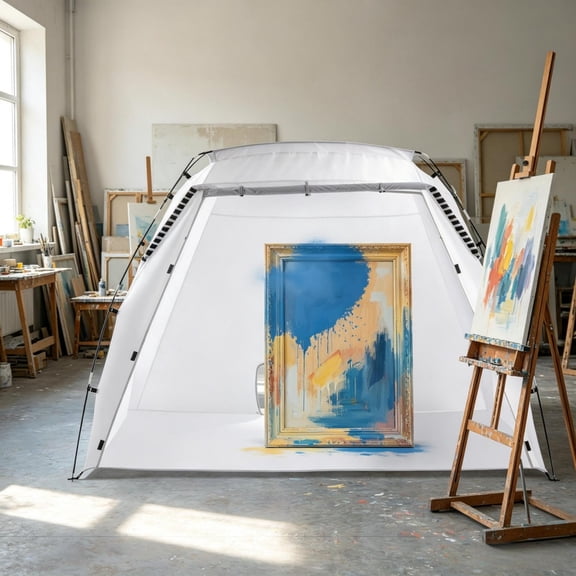 TopComfy Portable Spray Paint Tent Pop Up Paint Booth Shelter with Ventilation Design Foldable Enclosure for Furniture Refinishing Craft Projects Airbrushing and DIY Painting, White