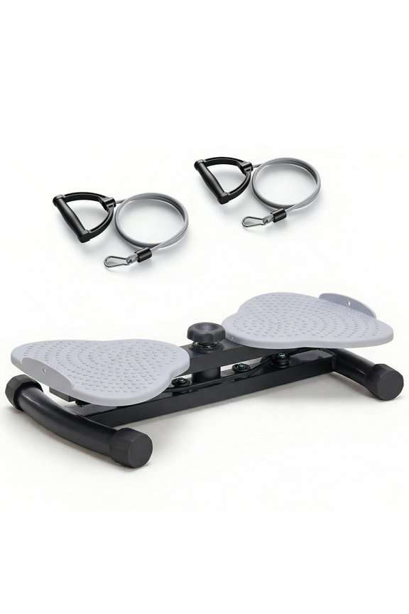 Waist and Abdomen Rotation Machine Abdominal Exercise Trainer with Dual Side Tension Ropes, Noise-Free Core Twist Board for Abs Fat Reduction Home Gym, Gray