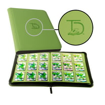 Trading Card Binder with 9-Pocket Plastic Sleeves, Zipper Organizer for 360  TCG Cards (Green)
