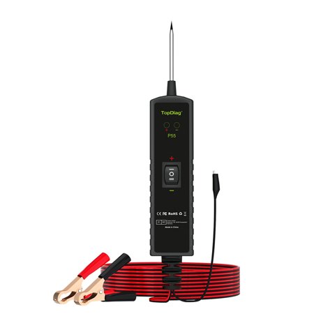 TopDiag P55 Automotive Circuit Tester Car Electrical System Short Tester 12-24V DC with Function Flashlight Component Activation/Continuity Testing/Grounding Detection/Trace Locate Short