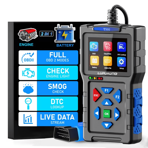 TopDiag T200 OBD2 Scanner Diagnostic Tool, OBD II Clear Reset Engine Error Code Professional Code Reader Diagnostic Scan Tools, Mode 6, Mode 8 & One-Click I/M, Plug & Play(Without Battery)Diagnostic