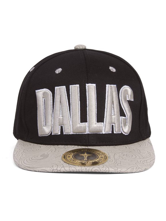 TopHeadwaer Dallas City Snapback w/ Floral Flat Bill - Black/Ivory