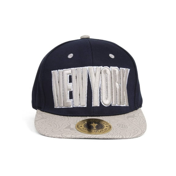 TopHeadwaer New York City Snapback w/ Floral Flat Bill - Navy/Ivory
