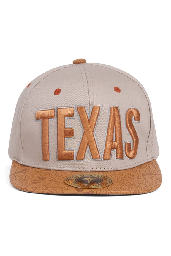 TopHeadwaer Texas City Snapback w/ Floral Flat Bill - Khaki/Orange