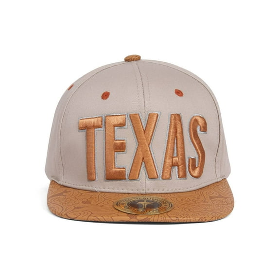 TopHeadwaer Texas City Snapback w/ Floral Flat Bill - Khaki/Orange
