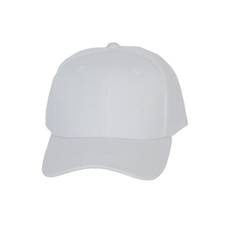 TopHeadwear Men's Plain Baseball Cap - Adjustable Solid Color Ball Hat For  Men or Women White