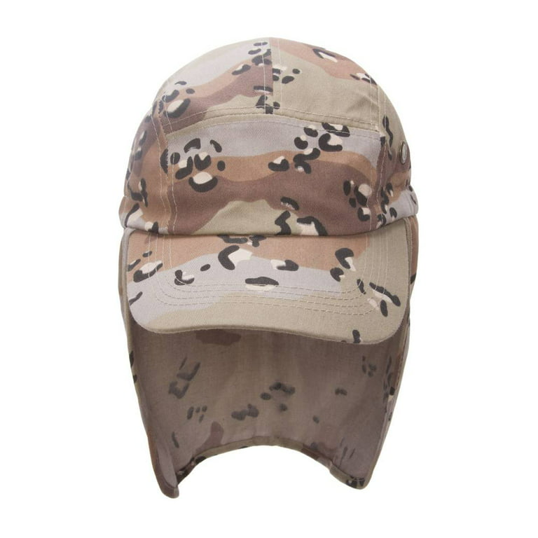 Top Headwear Vacationer Flap Hat With Full Neck Cover - Beige 