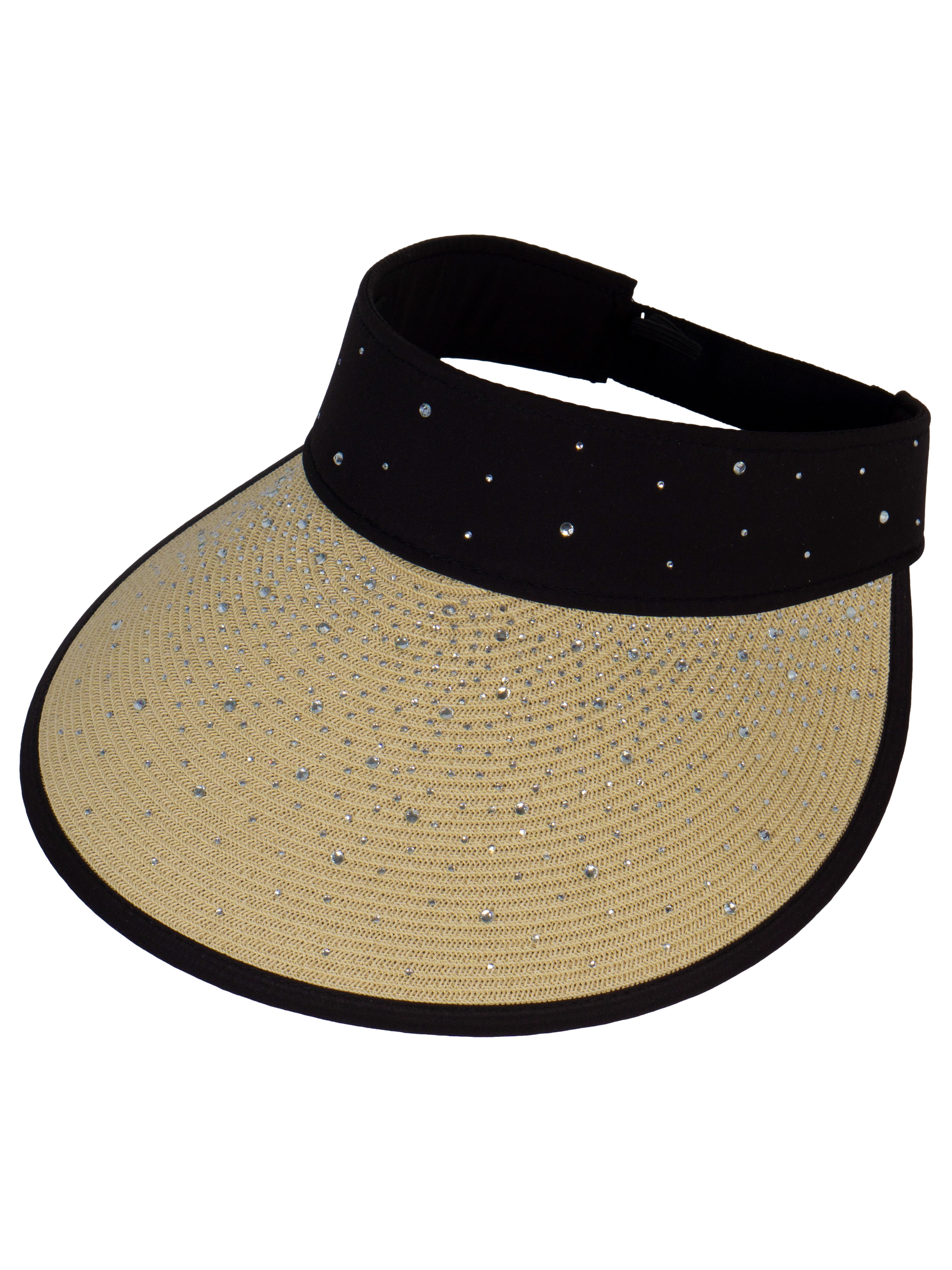 TopHeadwear Women's Studded Visor Paper Braid Crystal Hat 5 Inch Wide