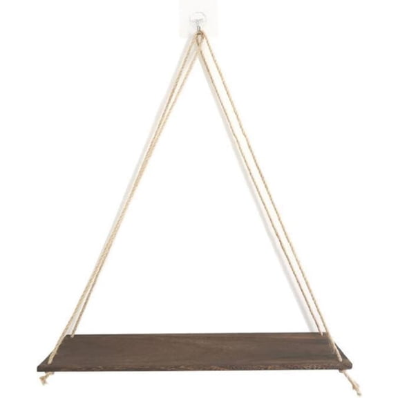 TopHomer Floating Shelves Hanging Shelves for Wall Natural Reclaimed Wood Shelf Macrame Rope Triangle Shelf Farmhouse Rustic Modern Aesthetic, Boho Dorm Living Room Bedroom Decor-Brown